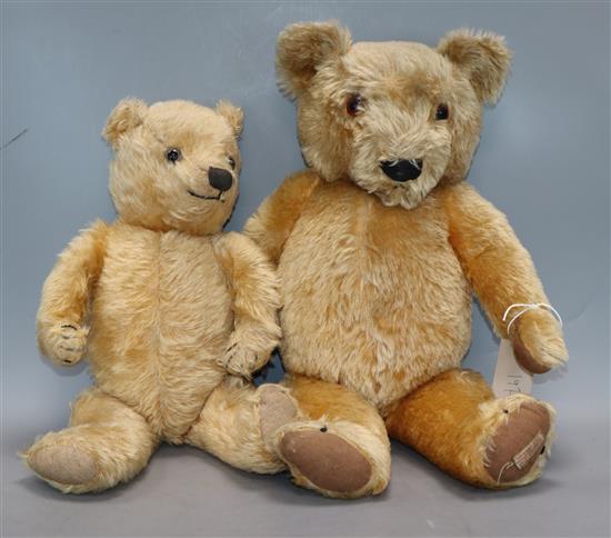 A Chad Valley blonde mohair teddy bear and another teddy bear